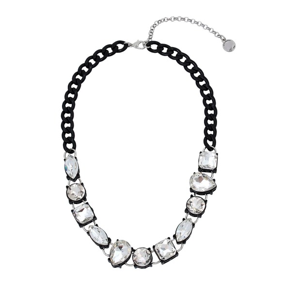 Steve Madden Jewelry - Steve Madden Crystal Stone Bib Necklace Black Goth Glam NEW
